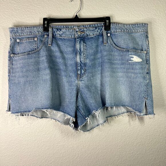 Madewell Women's Relaxed Denim Cut-Off Shorts Light Wash Side Slit Size 24W‎ - Picture 1 of 8